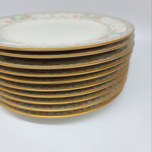 Vintage Nortaki 5-Salad Plates 7213 Ivory China Finale 8 3/8" Gold Rim - Picture 5 of 10